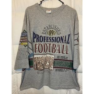 Vintage Long Gone Football Hall of Fame Graphic Print T-Shirt Size XL Gray